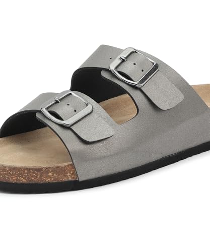 Image of HF JOURNEY Women's Cork Footbed Sandal,Slip On Entry,(Size 36-41) PU, Casual Lounging Slipper, EVA Sole, Flat Heel, Amelia 2.0