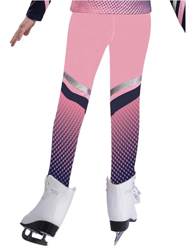 Hansber Kids Girls Athletic Leggings High Waist Stretch Yoga Training Compression Pants Figure Ice Skating Tights2