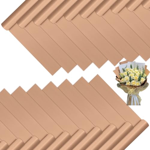 DEWJDFSC 20 Sheets Flower Wrapping Paper Waterproof Floral Korean Bouquet Wrapping Paper Florist Supplies Suitable for Flowers Gift Packaging (Pure Brown)