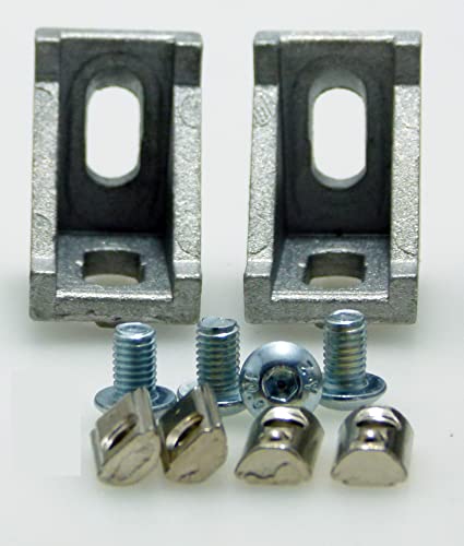 2 Equerres en fonte d'aluminium dimension: 28x28x20 mm + Ecrous à bille + Vis en rondelles Inox Cover