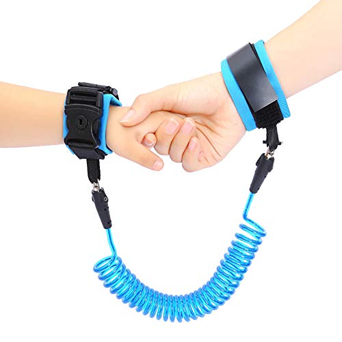 XFentech 1.5m / 59 pulgadas Correa para Niños Antiperdida, Bebe Anti Lost Cinturon Anti-Perdida Correa de Seguridad para Niños, Anti-lost Correa de Muñeca con Cerradura, azul Cover