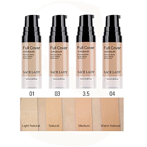 Waterproof Full Coverage Concealer With Primer Sponge Set, Smooth Matte Flawless Creamy Liquid Foundation Corrector Makeup Kit Face Eye Dark Circles Spot Acne Scar Covers (0.2Fl, Color: 3.5-Medium) #TOP6