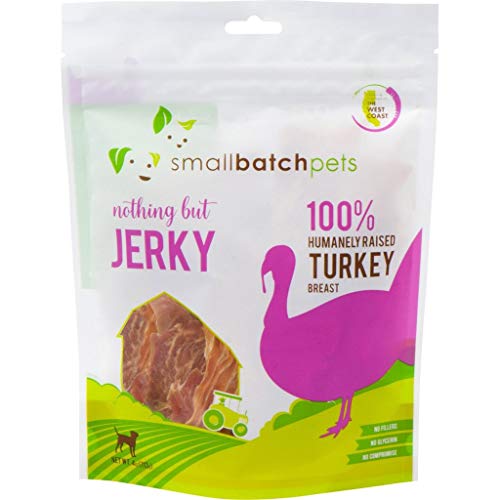 Smallbatch Pets Premium Turkey Jerky Treat for Dogs and Cats, 4 oz, Made and Sourced in The USA, Single Ingredient, Humanely Raised Meat, Glycerin Free, Preservative Free, Gently Dehydrated