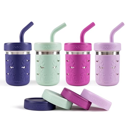 Pandaloo® Smoothie Cups for Kids - Stainless Steel Toddler Tumbler with Straw, Sippy Cup for Smoothies - BPA-Free, Toddler Snack Cups, 10 oz