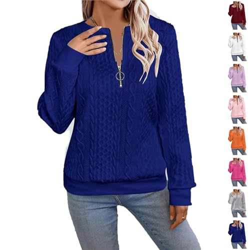 Sudadera elegante con cremallera y estampado de serpiente para mujer, manga larga, cuello redondo, casual, nueva sudadera con textura para mujer, azul, XXL