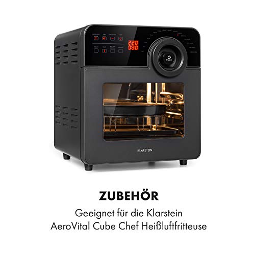 Klarstein AeroVital Cube Chef Heißluftfritteuse Pizzateller mit hohem Grilleinsatz Zubehör, Edelstahl – Bild 3