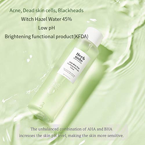 Herbnote Aha Bha Pha Purifying Refresh Toner 200Ml (6.76 Fl.oz.) - Ph5.6 Anti-Acne Exfoliation Facial Astringent, Natural Herb Ingredients, No Alcohol, For Sensitive Acne Prone & Oily Skin #TOP1