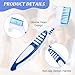 BOHUIZ 2Pcs Denture Brush, Denture Cleaning Brush Set with White Carrying Case Denture Toothbrushes with Multi-Layered Soft Bristles and Rubber Anti-Slip Handle (Blue + Orange)