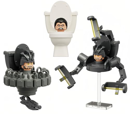 Bentex Toilet Building Set, G-Man Toilet Man Cameraman Game Model Toys Ideas Collectible Building Bricks Birthday Gift for Fans(3 PCS)