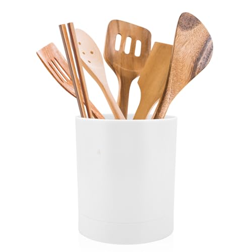 Buachois 360° Rotating Utensil Holder,Kitchen Utensil Storage Holder Utensil Caddy Simple Chopstick Basket Tableware Storage Container Kitchen Counter Organizers and Storage White