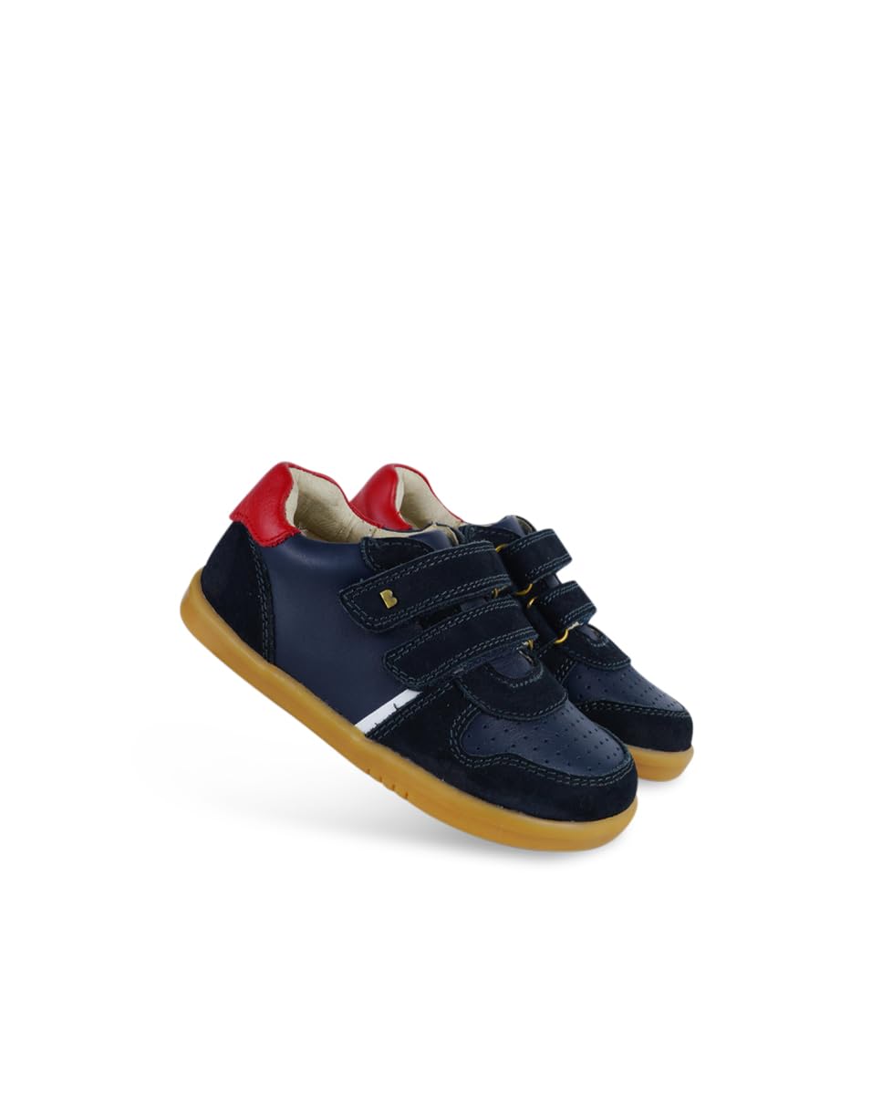 Bobux I-Walk Riley - Camminatori - Scarpe in Pelle per Bambini con Doppi Cinturini a Strappo (Navy + Red, Sistema Taglie Calzature EU, Bimbo (0-5 Anni), Numero, Media, 22)