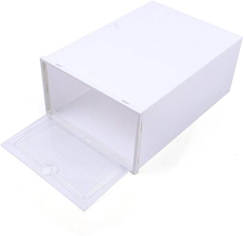 Miniatura 7 de DYRABREST Juego de cajas de zapatos con apertura frontal, plegable, caja de almacenamiento de plástico, organizador apilable blanco transparente (24