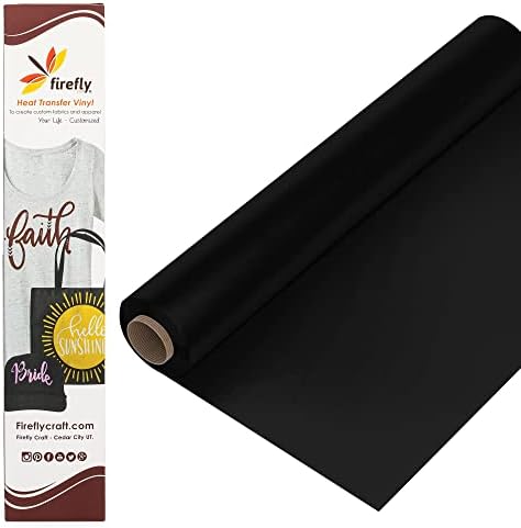 Firefly Craft Regular Black, Heat Transfer Vinyl for Shirts - Iron on Vinyl for Cricut & Silhouette Heat Press Vinyl for Shirt Transfers - Iron on HTV Vinyl - 3 Pieces, 12" X 20" (5 Feet) Each