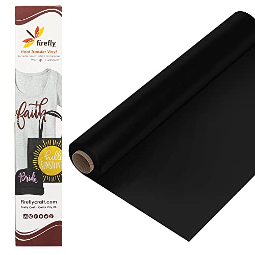 Firefly Craft Regular Black, Heat Transfer Vinyl for Shirts - Iron on Vinyl for Cricut & Silhouette Heat Press Vinyl for Shirt Transfers - Iron on HTV Vinyl - 3 Pieces, 12