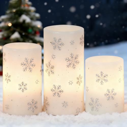 Bougies à piles de Noël avec minuterie LED sans flamme en cire véritable pour décoration de fête