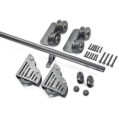 Kit de rail de bibliothèque roulant noir rustique MiroDo de 3,3 à 20 pieds - 2