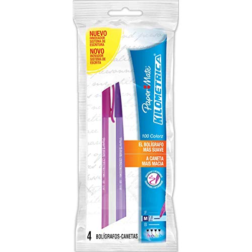 Caneta Paper Mate Kilometrica 100 Colorz média - Pouch c/4 Sortida