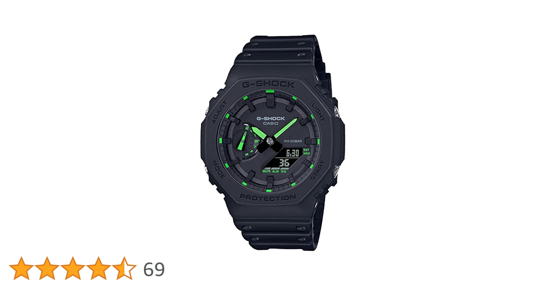 G-SHOCK CASIO ブラック×グリーン メンズ GA-2100-1A3 GA2100-1A3 | Black Analog-digital Watch - G-SHOCK | CASIO