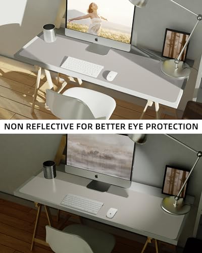 Image of AFIING Leather Desk Pad Protector,Mouse Pad,Office Desk Mat, Non-Slip PU Leather Desk Blotter,Large Desk mat,Waterproof Keyboard mat for Office /Home /Decor (Light Grye,48 inch inch x 17 inch inch)