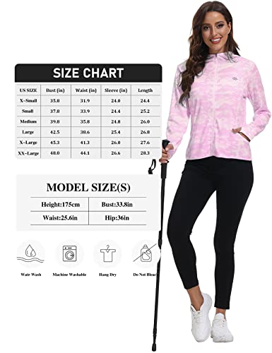 Mofiz Women's Full Zip Athletic Jacket Lightweight Cycling Jacket Quick Dry Golf Jacket Long Sleeve Hiking Shirt Upf 50+ Sun Protection Hoodie Shirt Xs Camo Pink #TOP5