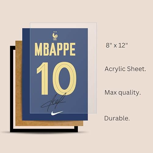 Image of Posternet Kylian Mbappe Wall Poster Frames | 8x12 inch | World Cup special signed Jerseys Series | Hanging Wall Artwork Frames for Living Room, Bedroom, Office and Etc