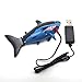 Escomdp Mini Sized RC Fish Shark Remote Control Boat Ship Submarines Lively Swim in Water Pool Kids Electric Toy (Black)