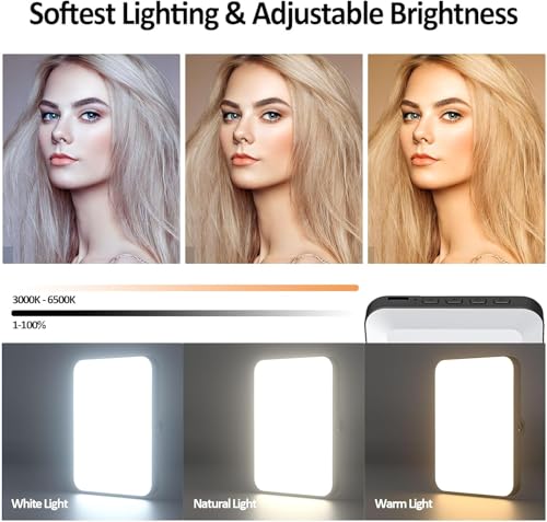 Image of XINBAOHONG Rechargeable Selfie Light, Clip Fill Light for Phone Laptop Tablet Portable Light for Video Conference Live Streaming Zoom Call Makeup Picture (White)