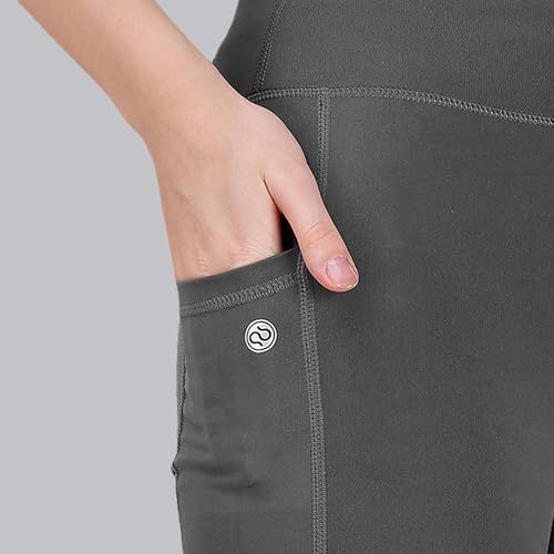 Image of SOIE Women Polyester Blend Sports Shorts High Waist Knee Length with Side Pocket Quick Dry Squat Proof Athleisure Shorts for Workout