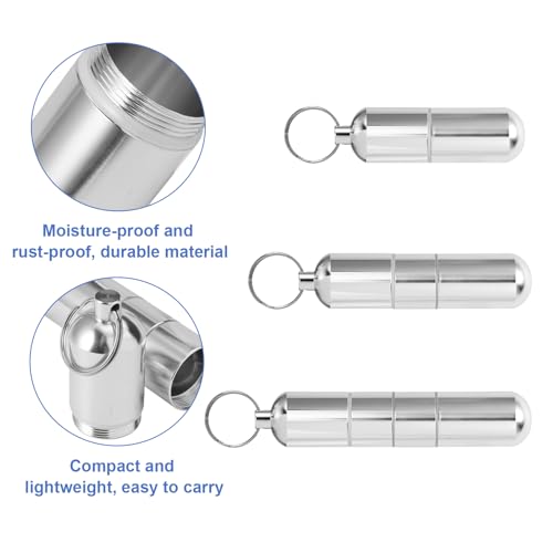 2 Set Sleutelhanger Sigarettenkoker, Waterdichte Ronde Sigaretten, Mini Aluminium Sigarettenkoker voor Mannen Vrouwen, Draagbare Sigarettenkoker voor Reizen Wandelen Kamperen, 12,5×2,5cm, Zilver - Afbeelding 4