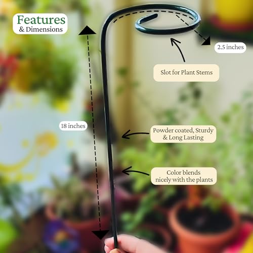 Image of Bombay Greens 18 Inches Plant Supporting Metal Garden Stake Trellis for Outdoor Plants - Set of 10