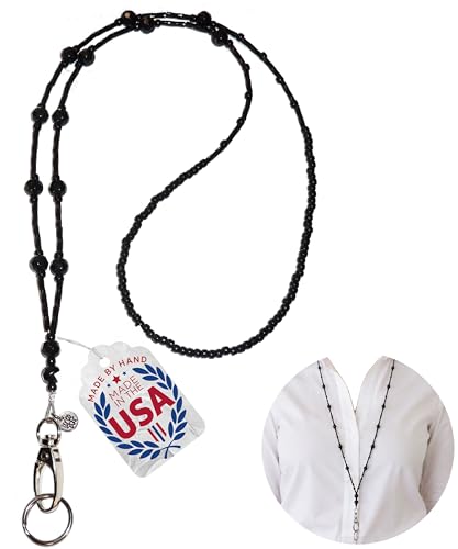 Hidden Hollow Beads, Simple Hand Beaded, USA, Women's Fashion Lanyard, 34 Hidden Hollow Beads, Simple Hand Beaded, USA, Women's Fashion Lanyard, 34