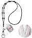 Hidden Hollow Beads Simple Black Non Breakaway Lanyard Women's Fashion Beaded Lanyard 34" Key and ID Badge Holder Black