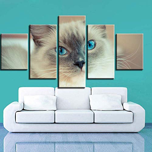 Peinture chat décorative animal : art mural chaleureux salon - 2