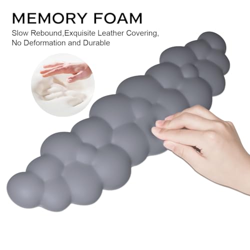 Image of JIKIOU Upgrade Leather Cloud Wrist Rest for Keyboard and Mouse & Cup Pad | Wish Gift-Cute Cloud Shape, Comfortable and don't Irritate to Skin, Non-Slip PU Base,Soft Memory Foam filled for Pain Relief
