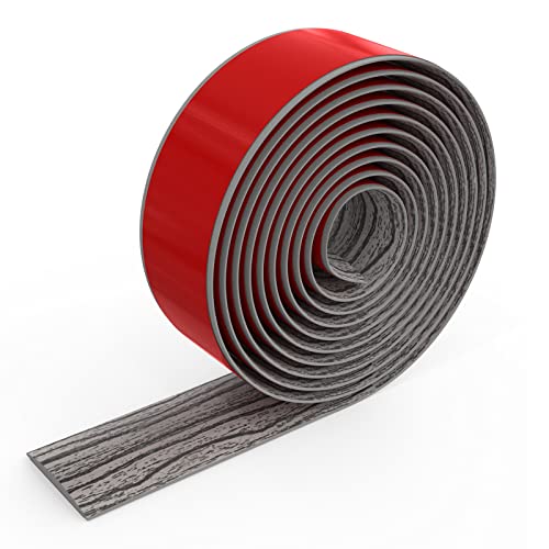 Peel And Stick Floor Transition Strip,Self Adhesive Flooring Cover Strip For Laminate And Vinyl,2" Wide Flat Divider Strip For Joining Floor Gaps,Carpet Threshold In Dark Gray Wood Grain #TOP18