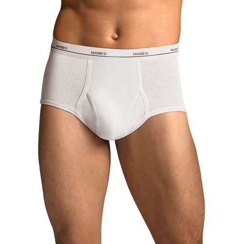 Hanes Men's White Briefs 3 Pack, L-White