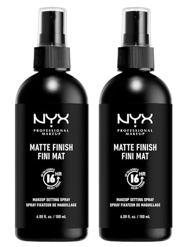 NYX Professional Makeup Vaporisateur de maquillage mat fini Maxi format formule légère, sans transfert anti-bavures à longue tenue 16 h – 2 flacons de 180 ml