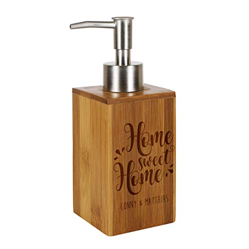 Herz & Heim® Seifenspender mit Gravur aus Bambusholz Hochzeitsgeschenk-Idee Home Sweet Home