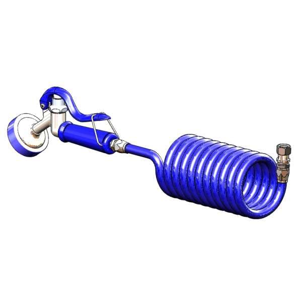 T&S Brass PG-35AV-CH02 Pet Groom Aluminum Angled Spray Valve, Coiled Hose, Female Adapter to 3/8" NPT Male Thread