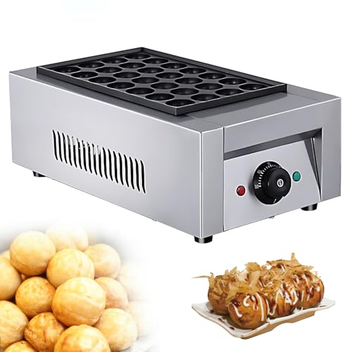 SWENEEN Takoyaki eléctrica para hacer panqueques, control de temperatura de 0 a 300 °C, para restaurantes y bares, 28 agujeros