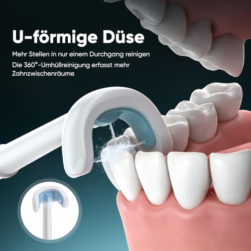 Image of Cordless Water Flosser for Teeth, U-Shaped Tip, 350ml Tank, White