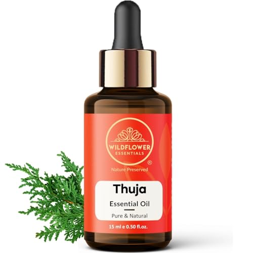 Image of Thuja Essential Oil for Diffuser, Hair Care, Face, Skin Care, Aromatherapy, Scalp and Body Massage, Soap and Candle Making - with Dropper 15ml (0.5 oz)