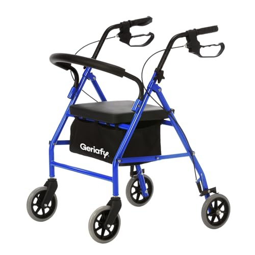Geriafy - Andador para Ancianos y Adultos | Rollator Plegable con 4 Ruedas | Andadores con Asiento, Cesta y Respaldo | Caminador para mayores resistente
