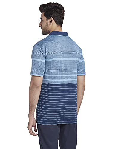 Image of Colorplus Men's Pure Cotton Jacquard Pattern Classic Fit Polo Neck Half Sleeve Casual T-Shirt