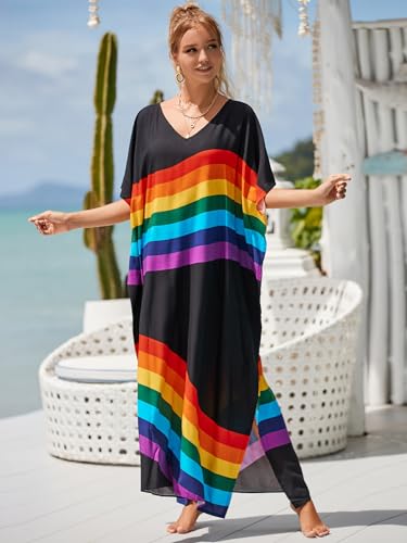 Image of Kaftan Dresses for Women Plus Size Bathing Suit Cover up Caftan Maxi Beach Dresses