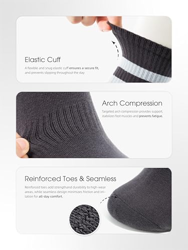 Image of 90% Cotton Women Socks, 4 Pairs Comfy Athletic Socks for Running & Casual Wear with Seamless Toe&Arch Support, Size 6-9