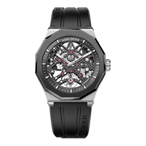 Image of AGELOCER Automatic Watches for Men Original Design, Waterproof Sports Mechanical Watch, Skeleton Men's Watch with Luminous Reading Gift
