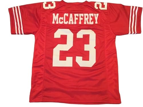 Christian McCaffrey Custom Jersey Stitched Red Football New No Brand/Logos (US, Alpha, XX-Large, Regular, Regular, Red)