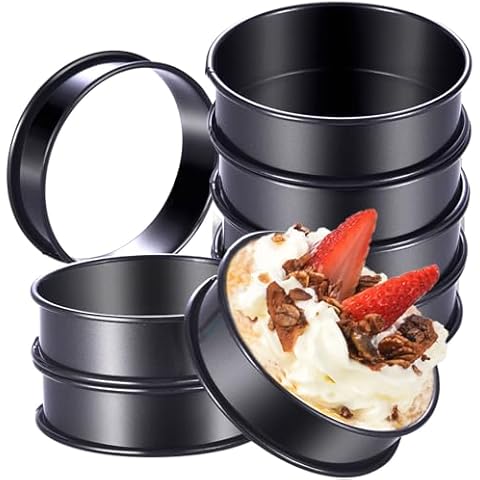 DATANYA 8Pack Crumpet Rings NONSTICK English Muffin Rings 4 Inch - Stainless Steel Double Rolled Tart Rings Upgrade Round Metal Cooking Pastry Ring Molds for baking Cover
