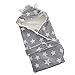 Couverture d'emmaillotage Naissance Multiusage Gigoteuse Emmitouflée Epais Bébé Fille Garçon Sac de Couchage Chaud Tapis d'éveil Nid d'ange en Flanelle avec Capuchon Impression pour Automne Hiver